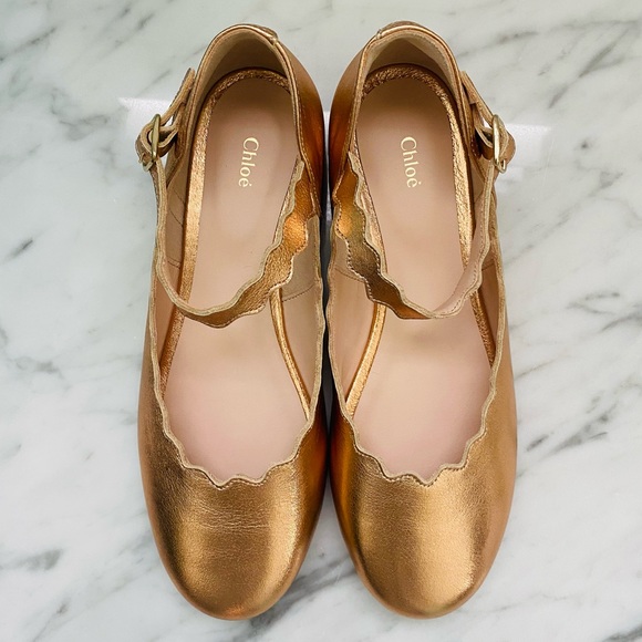 Chloe EU35 Rose Gold Girls Ballerinas - Picture 3 of 5